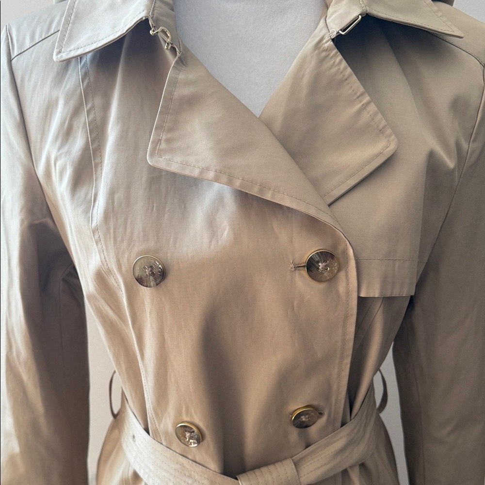 Cole Haan Beige Double-Breasted Trench Coat - Picture 2 of 7